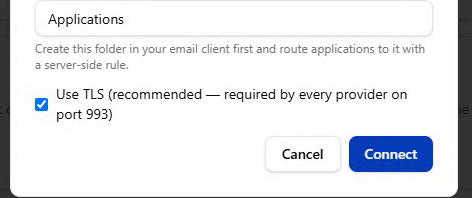 Choosing the IMAP folder and saving