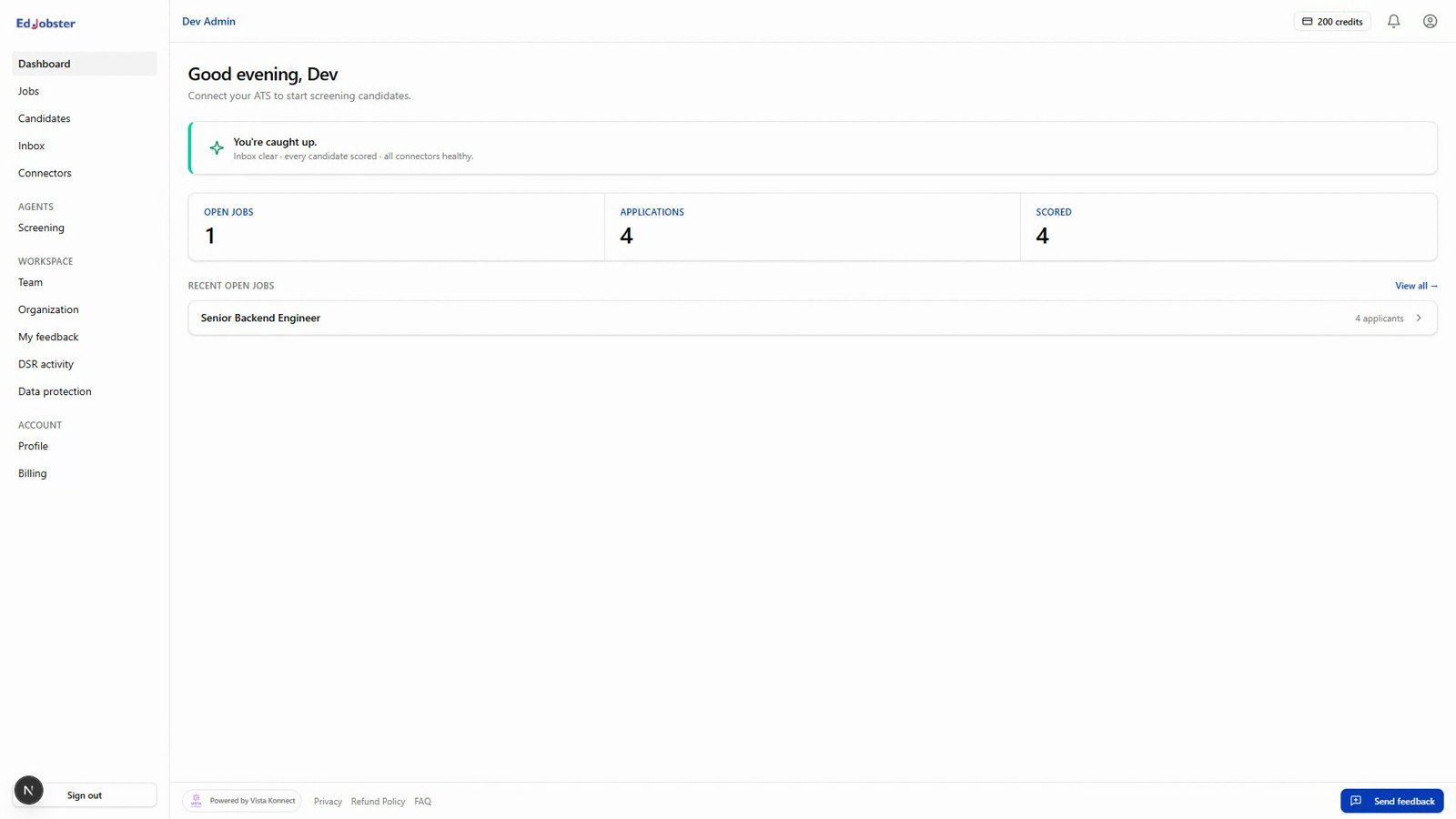 The Edjobster left navigation menu